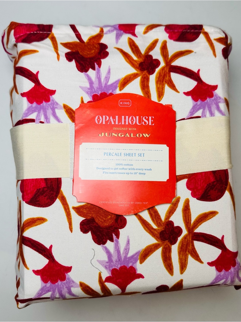 Opalhouse Designed with Jungalow King Percale Sheet Set – 100% Cotton – Natalla